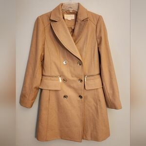 MICHAEL MICHAEL KORS Tan Brown Wool Military Peacoat Coat Jacket Size 4